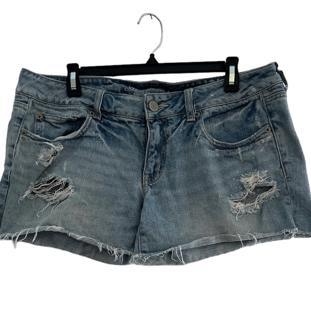 American Eagle Shortie Cut Off Denim Shorts Blue Women’s Sz 12
